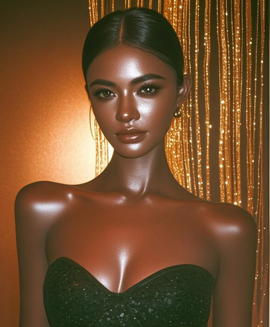 (hyperrealism,body shot,seductive intense,slightly dark-skinned,sexy Filipina woman,very large breasts,sultry looking,intense gaze,raised eyebrow,detailed lips,long eyelashes,retouched flawless skin,tastefully provocative pose,contrasting lighting,high contrast and sharp focus,best quality,ultra-detailed,realistic,photorealistic,vivid colors,professional lighting)