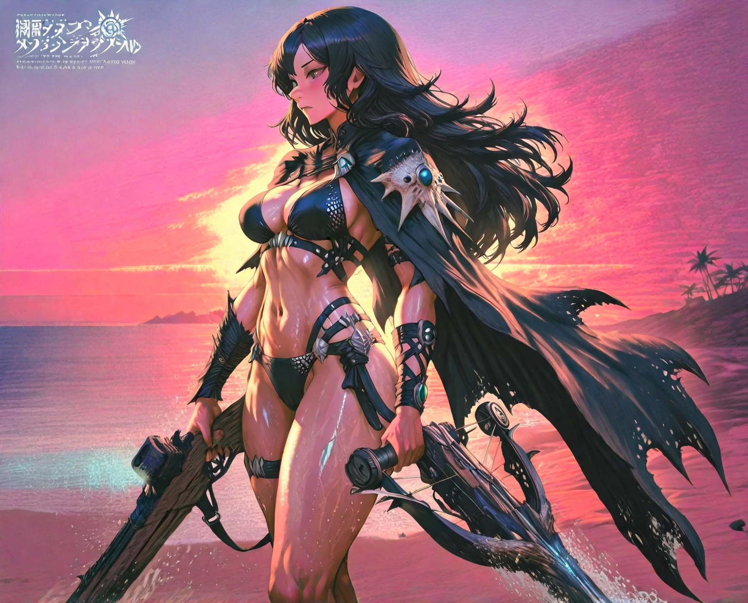 Beautiful Asian girl, 18 years old, light bikini assassin girls, sexy lady, medium breasts, camel toe, small blade in hand,