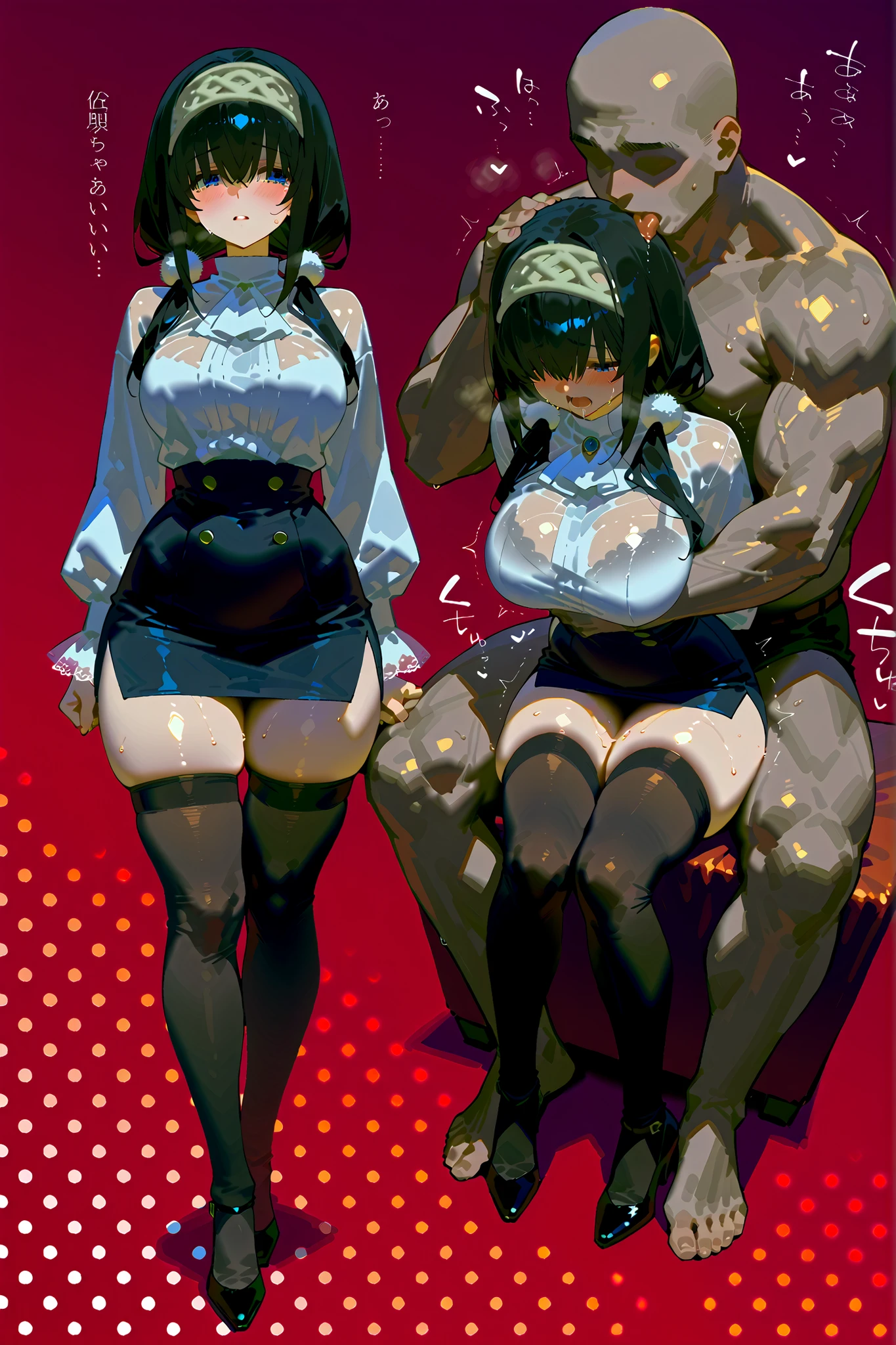 {perfect anatomy},((beautiful face:1.1)),((1girl, 1black man,sex from behind, standing, arm grab, standing sex, arm held back , bent over:1.6)), (masterpiece, best quality:1.2), (Ahegao, blush, Sweat, Open mouth, Rolling eyes, Tears, Tongue out:1.5),(Parted lips),(Closed eyes:1.3),(Feeling weak), masterpiece、highest quality、highest level、best image quality、debris flies、intricate details、High resolution、depth field、Natural light、professional lighting、(cute:1.2)、very beautiful 18 year old cartoon girl、(high detail skin: 1.2)、(big breasts、perfect anatomy),aakitasan, animal ears, short hair, streaked hair, hair ornament, medium breasts, horse tail, cleavage, clothing cutout, detached sleeves, shimenawa, skirt, black thighhighs, outdoors, smile, cowboy shot, standing, straight-on,