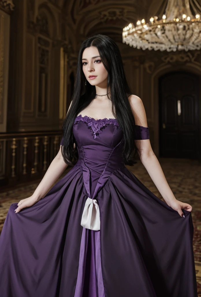 girl, located in the corner, looking at the sky, solo, Mona (Genshin Impact), choker, hair between eyes, star (symbol), long hair, dark purple hair, twintails, blue eyes, shining eyes, jewelry, witch, maid, bangs, purple black dress, purple skirt, panties showing, white apron, landscape, night sky, star (sky), starry sky, night, outdoor, clouds, reflection, water, magic, tarot, water magic, ((beautiful golden crystal star)),  space, water droplets, splash