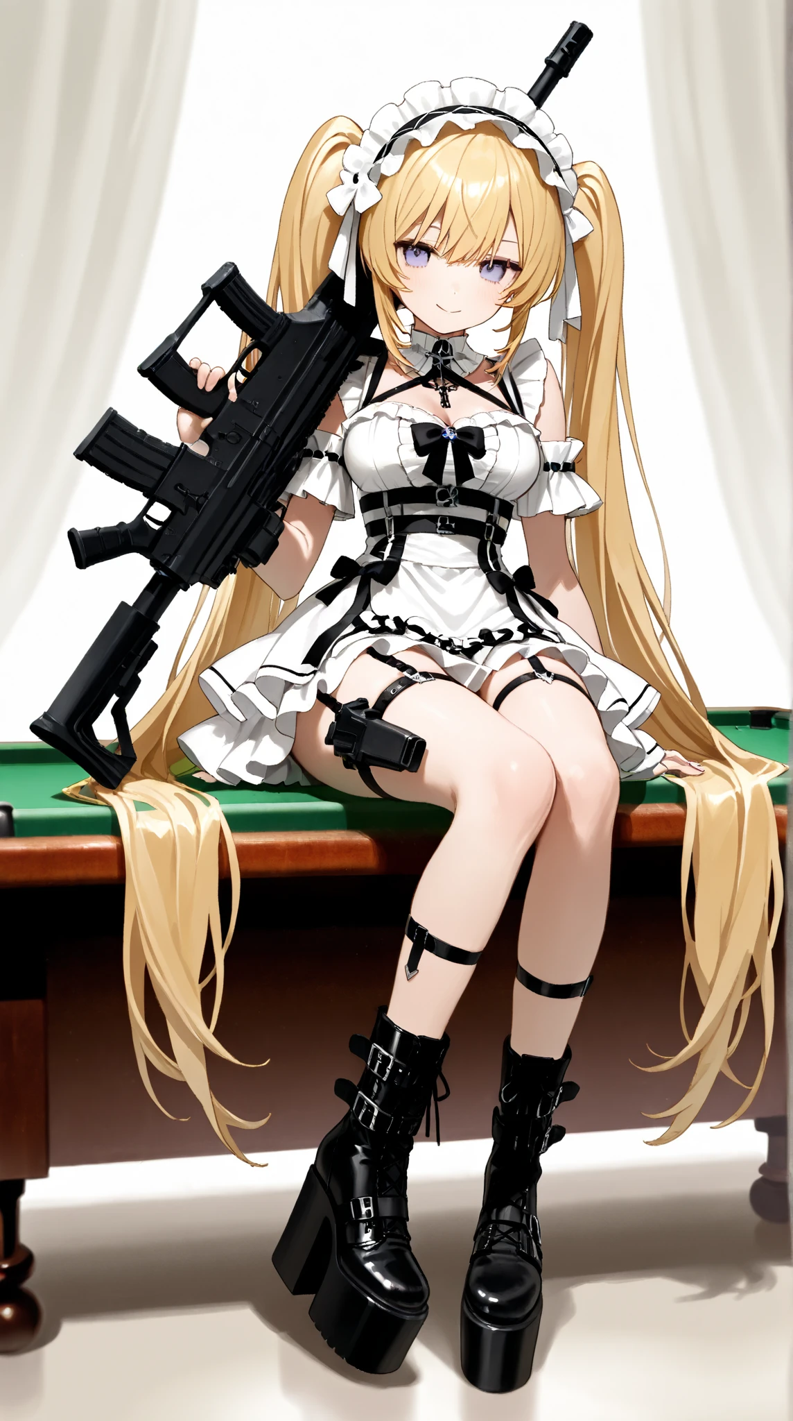Anime girl with gun and rose in hand, Fine details. Girl front, m4 sopmod ii girls frontline, from girls frontline, girls frontline style, mechanized soldier girl, girls frontline universe, Girls Frontline CG, Girl front, anime machine gun fire, azur lane style, A scene from the《azur lane》videogame, Badass anime 8,