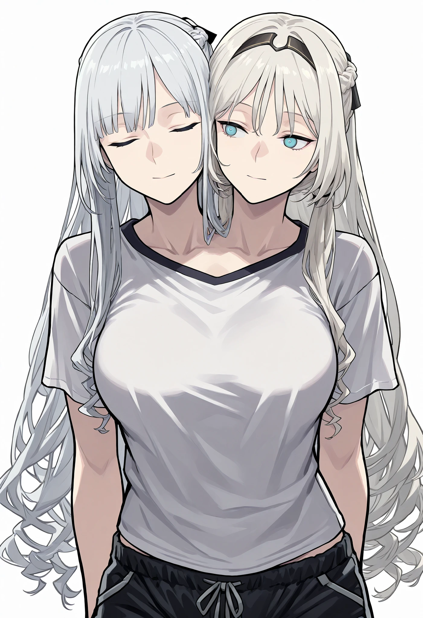 Anime style,masterpiece, high quality, 最high quality, ((Character design sheet, )),One girl,Slender figure,Small breasts,White tank top,White panties,heart-shaped pupils,Gray Hair,Blue eyes,(blush:1.1),choker,Upper Body,trembling,Sweat,Sweatdrop,heart, ((Heavy breathing:1.3)),