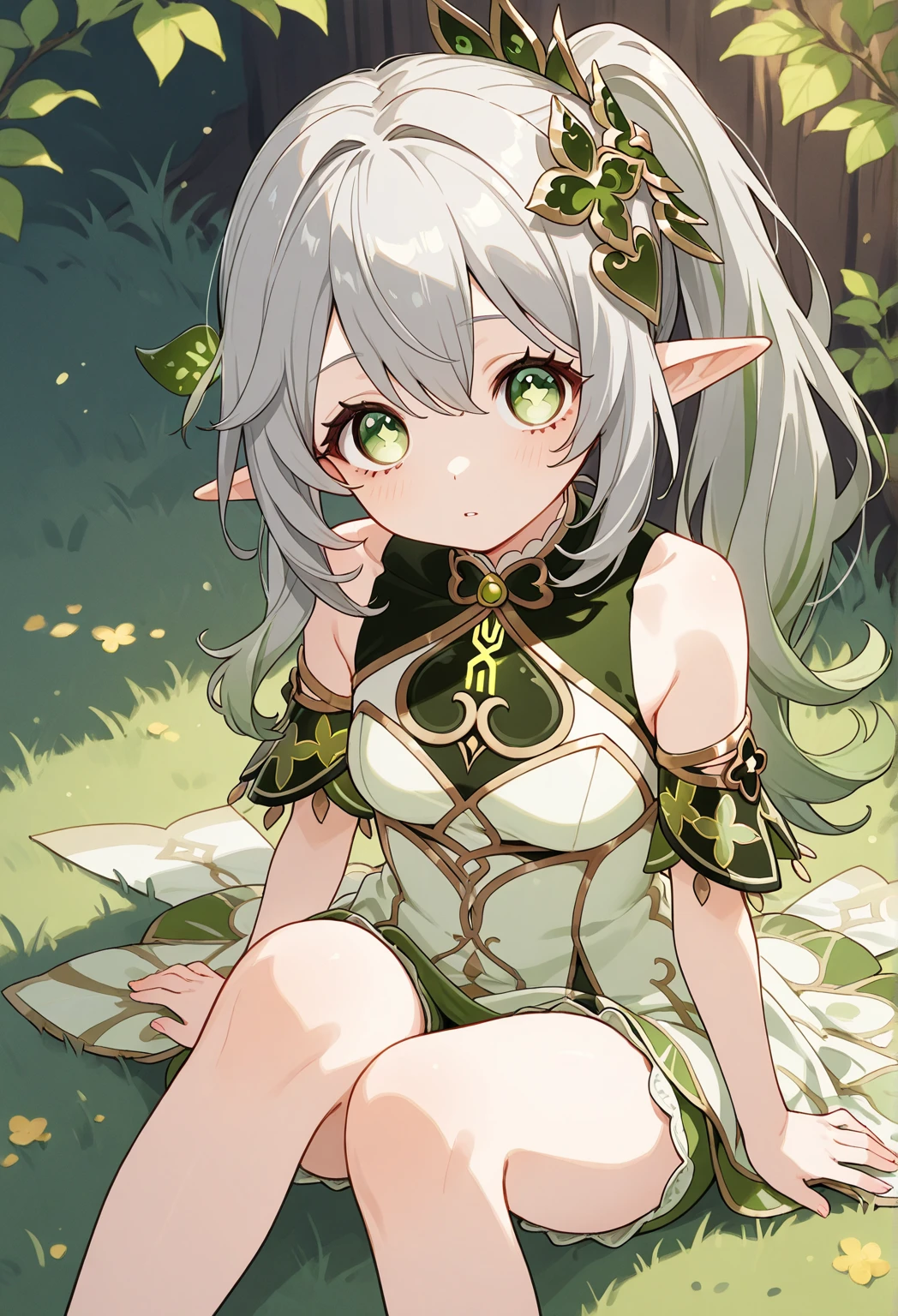 Young dryad in the middle of the skinny forest, outfit sensual
