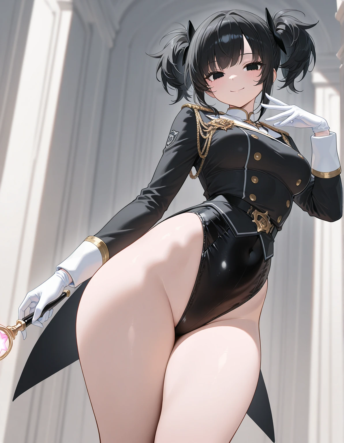 looking grim bison, red outfit and military, cap, cape, purple magic, beautiful eyes, high detail skin, high detail eyes, high detail hair, highres, ultra detailed, ,sharpen picture, Highly detailed, masterpiece, best quality, upper cut, 