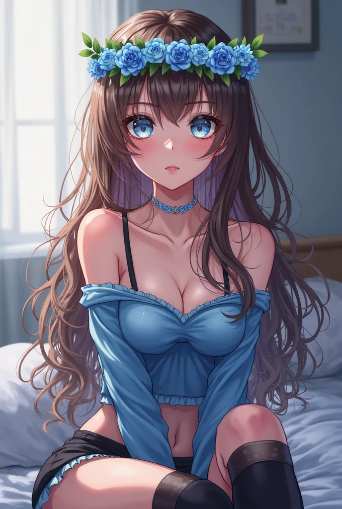 absurdres, looking at viewer, solo, student uniform, heterochromia, 1 girl, bright pupils, blue eyes, green eyes, light brown hair, negligee, soft lighting, masterpiece, best quality