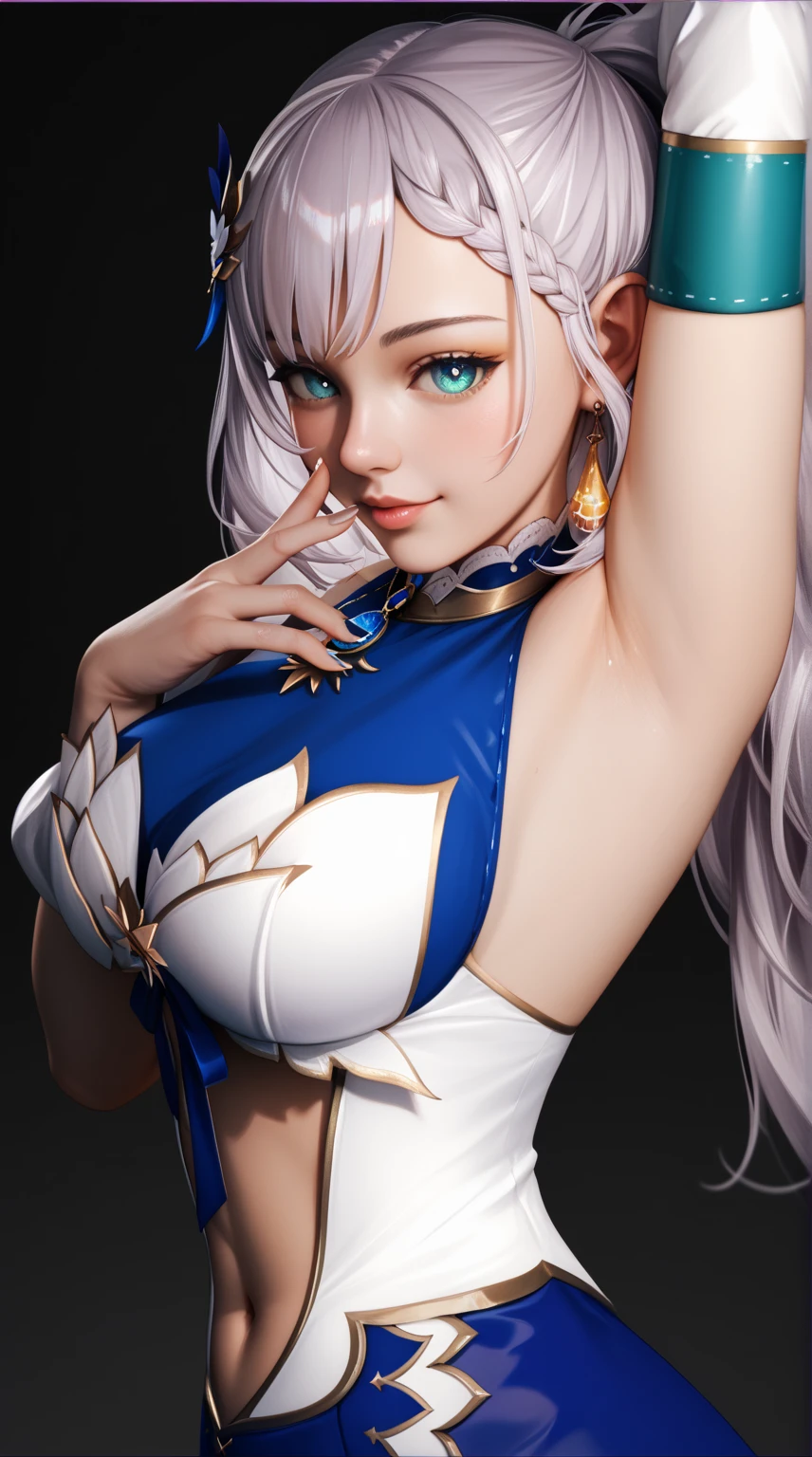Highest quality、super high quality、16K, Breast size is random、topless、Nipples、Facial expressions are random、The location is a circuit、 Hair color is silver hair、The pose is with arms crossed、The distance is random、The angle is from the side、Small face、Very delicate facial expressions、Delicate eye depiction、Highly detailed hair、Erotic、18-year-old female、Glowing Skin、Soft Skin、The only sexy Japanese woman、Race queen outfit random、