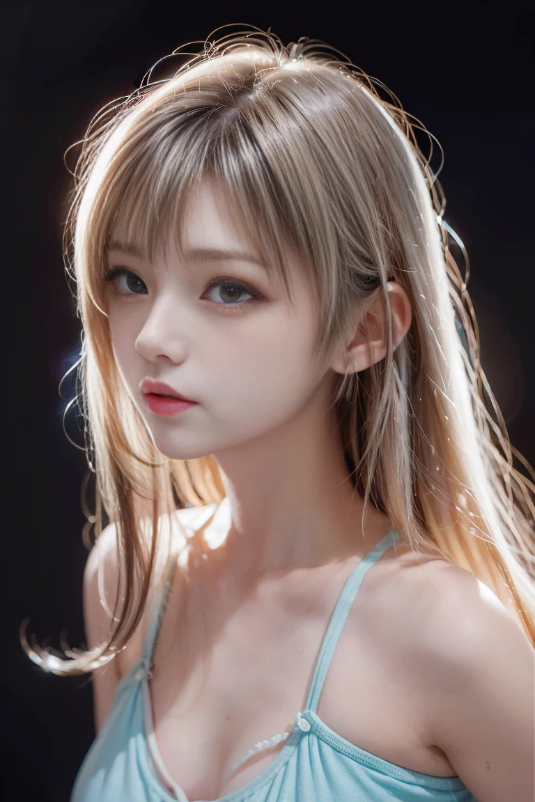 Best quality at best,tmasterpiece,A high resolution,1 busty girl,dingdall effect,realistically,edge lit,two color lights,(highdetailskin:1.2),8k ultra high definition,pure,Dolce,Based on physical rendering,Perfect light and shadow,extremly high detail,Raised sexy,perfect body figure,Extremely beautiful,largeeyes,long eyelasher,The pupil texture is delicate,Perfect pupil quality,tmasterpiece,16k,photore,Bigchest,