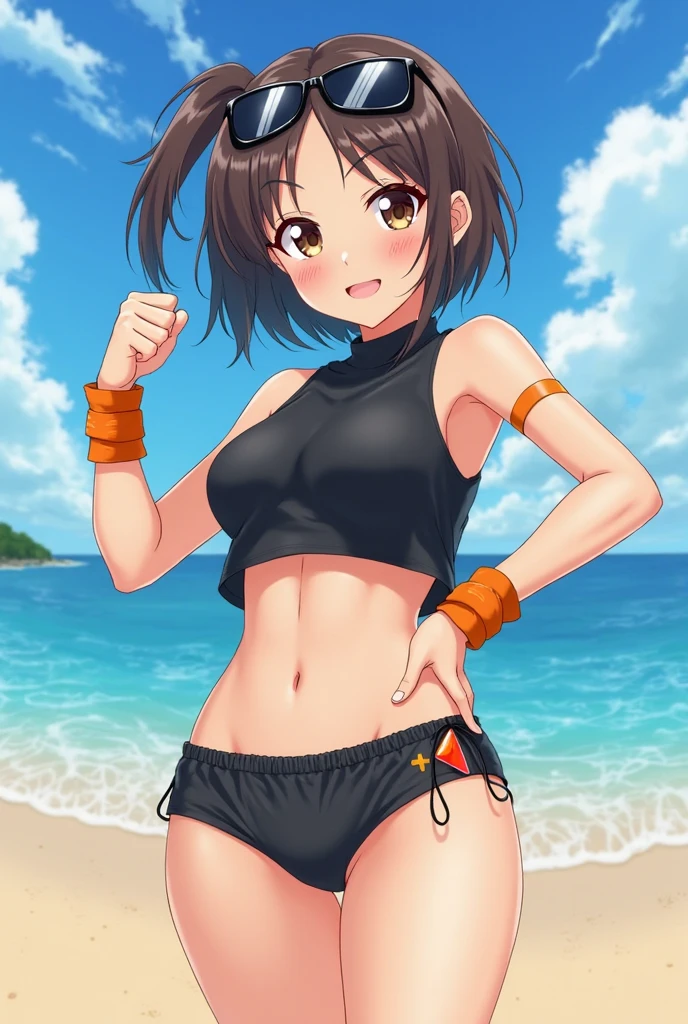 ((masterpiece)), (anime:1.3), ((Highest quality)), (RAW Photos:1.2), (Professional photography:1.3), (High resolution), (12 years old), 8K, Cinema Lighting, Disheveled Hair, (Exposed small breasts), Denim hot pants,(Jet black glossy hair), (Healthy dark skin),A badly tattered and torn camisole, (Dirty oversized white camisole), Slim and small breasts, (PAW Pose), (Open your mouth), Textured skin, Cat ear,Fluffy tail ,Light brown hair, Cute beautiful girl, break, ((Highest quality)), (Sitting at the end of an old pier), Slums,