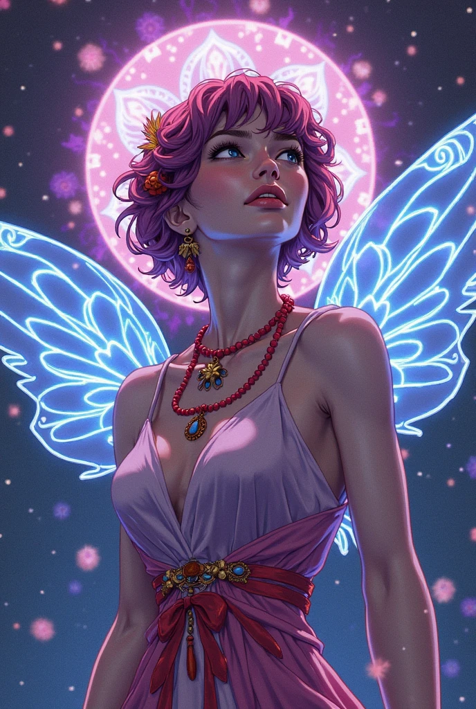 Best quality, masterpiece of A beautiful fantasy style painting of a beautiful vibrant giant Rose transforming into a beautiful nude woman, highly detailed, vibrant and colorful, colorful stardust, fantasy art style, cartoon vibrant, cute detailed digital art, colorful digital fantasy art, digital fantasy art ), glossy digital painting, pastel vibrant, cowboy shot or full body shot.