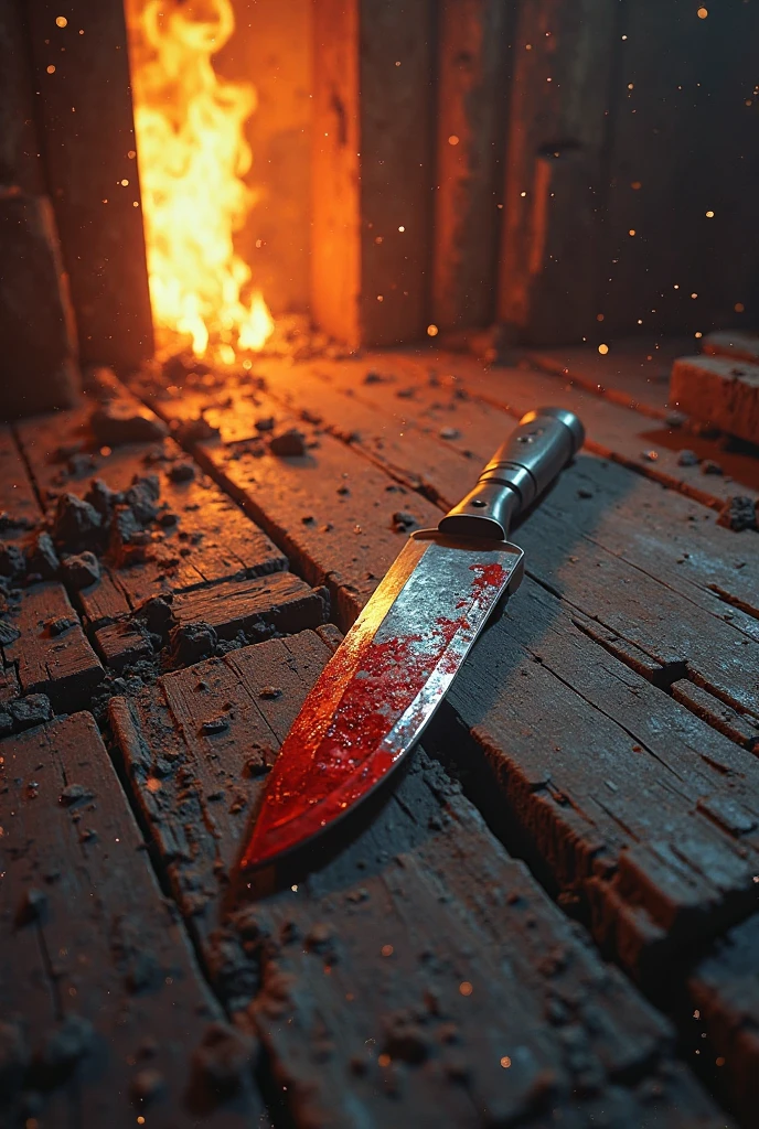 Axe bathed in blood