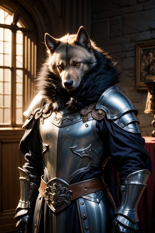 a ((((wolf)))) holding a sword in the style of 80sdarksouls