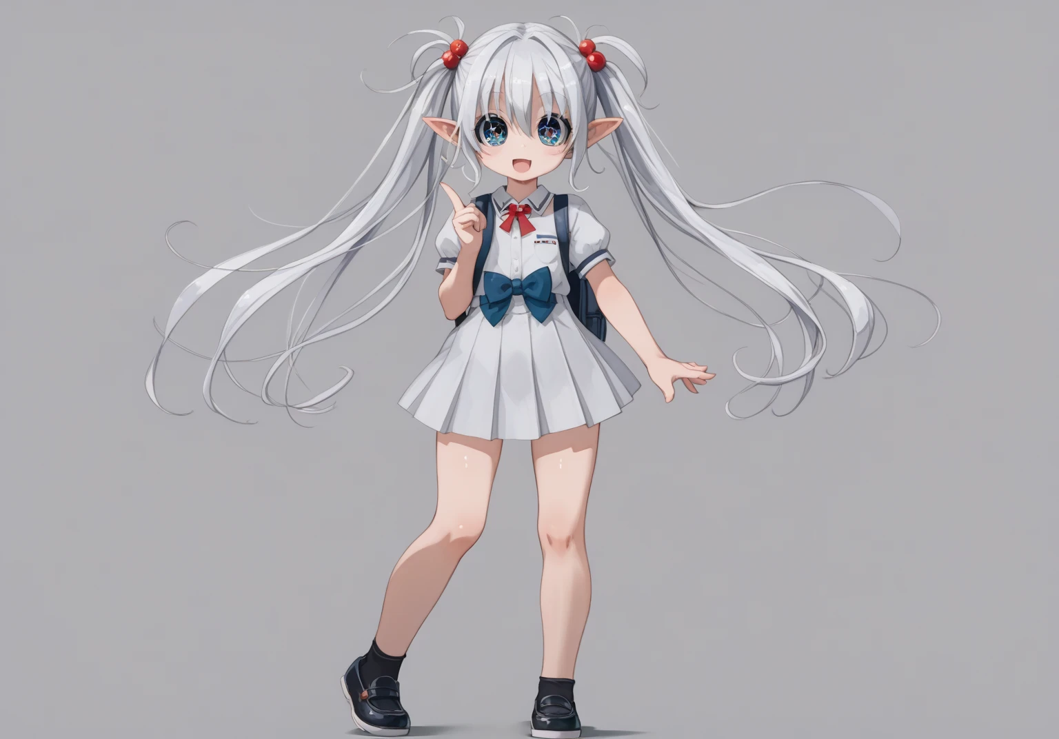 Barefoot, Little girl, White hair, Red eyes do not wear clothes
