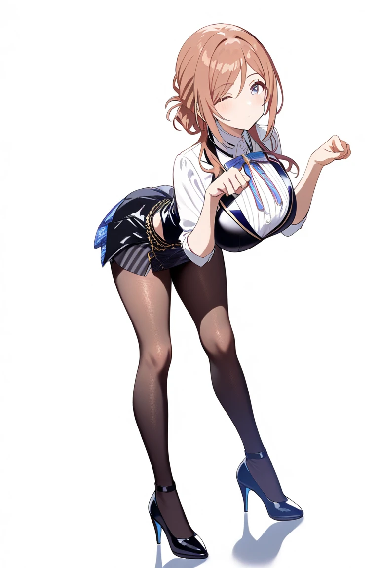 masterpiece, Highest quality, High resolution, , 1 girl, alone,、Look forward、Standing position、slender、Thin legs、NSFW,, 、(Raise your skirt yourself:1.4)、((Showing panties))、((Panty Focus))、Lace panties、Long Hair、 Blonde anime girl with long hair, Grey checked outfit、Grey checked skirt、Black background