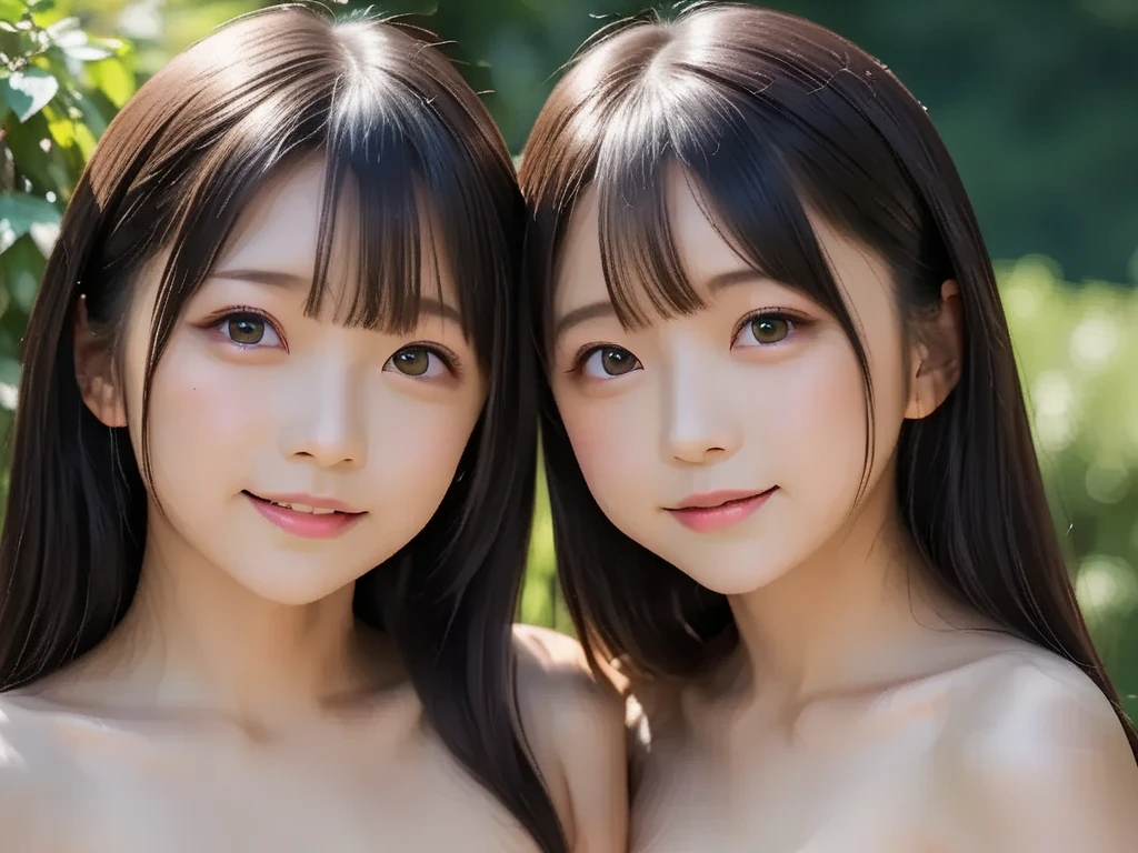 pieces fly, highest quality, ((highest quality、8K、masterpiece:1.3))、ultra high resolution、Physically based rendering、(realistic:1.37)、完璧な体の美しいtwo women:1.4、slim abdomen:1.2、Highly detailed face and skin texture、 red cheeks、white skin、thin waist,thin legs、highest quality,Super detailed,masterpiece,very beautiful 12 year old girl, (cute:1.2),perfect shiny skin,perfect skin,((Accurate hand without discomfort)), big smile, (brown hair),(ショートのボブヘアーとロングヘアーのtwo women),(((upper body nude)))、(((full nude)))、((I can see your ))、(((lower body nude)))、(((I can see pubic hair)))、winter landscape、snow、((river))、((wet body))、(((Cheb is visible)))、necklace、((two women))