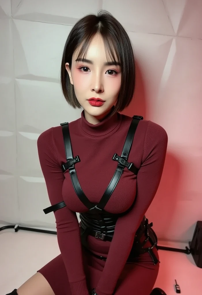 (best quality, masterpiece:1.2), (realistic, photo realistic:1.3), UHD, high detail color photo, extremely detailed CG unity 8k wallpaper, sharp focus, (best shadow), (detailed background), (realistic skin), perfect anatomy, (cinematic lighting), glossy lips,
BREAK
1girl, solo, <lora:adawong-re-richy-v1:1> adasweater, light red sweater, turtleneck, harness, pantyhose, thighhighs, black gloves
