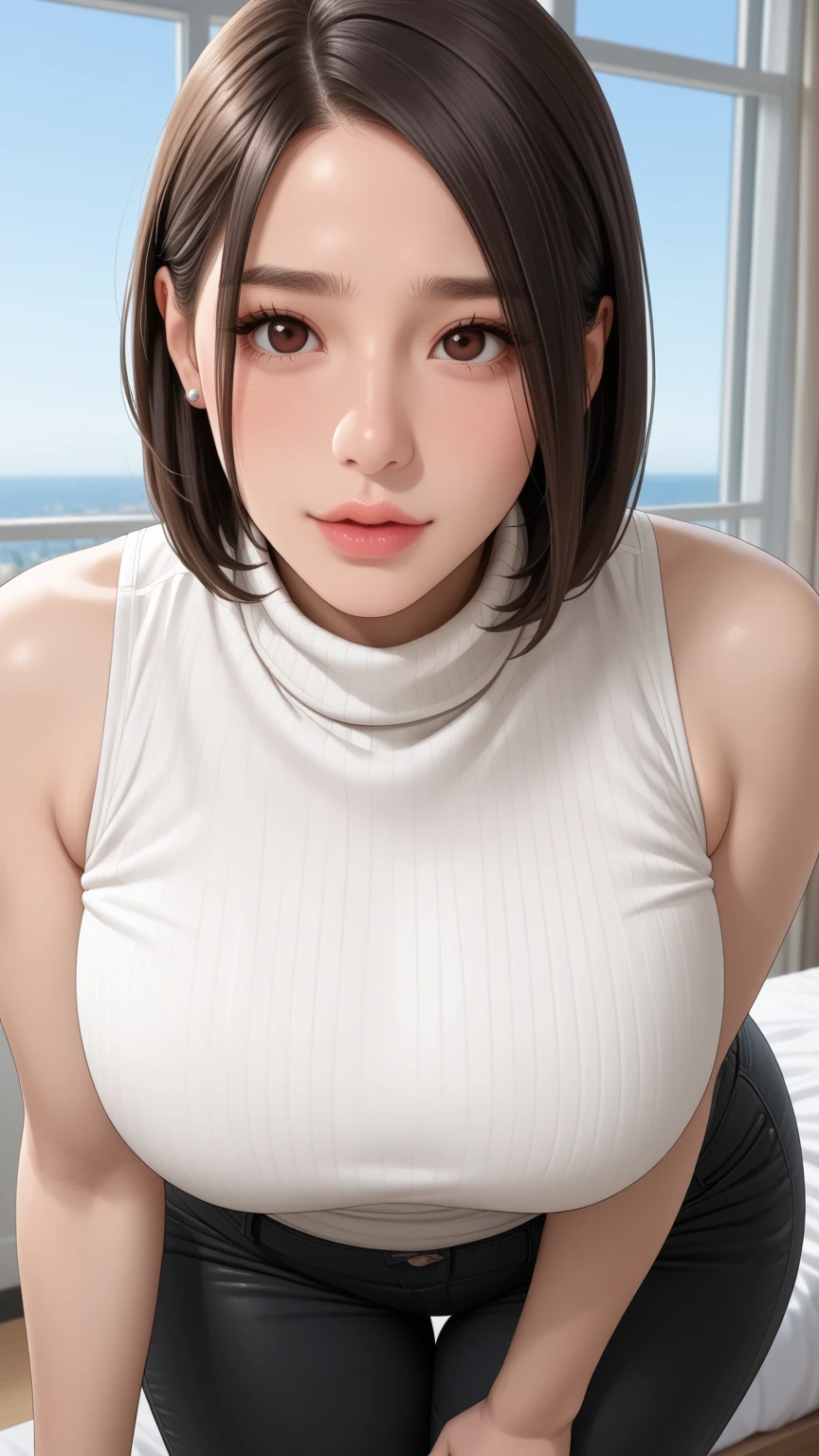 highest quality、High resolution、one person、Japanese women、adult、Age 25、sexy、Big Breasts、Bob Hair、bath、((Taking a bath))、((Completely naked))、A shy smile、