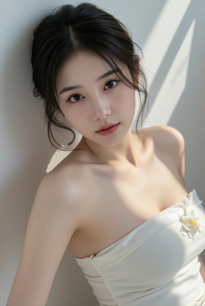 (8K, Photorealistic, Raw photo, of the highest quality: 1.3), (1girl in), Super beautiful, (Realistic face), (boyish, Silver Color Berry Shorthair), Beautiful , Glare that captivates the viewer, Beautiful expression, Beautiful breasts, (Realistic skin), Beautiful, without cloths, pink nipples, nacked body
