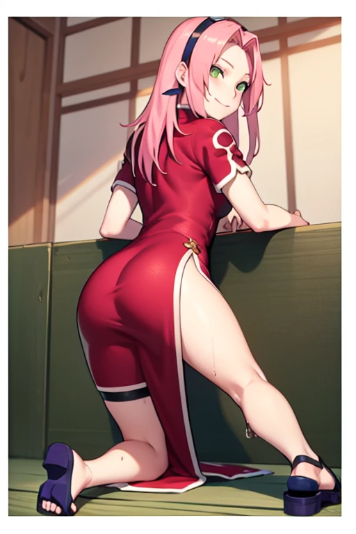 1girl, dqPOM, red hood, purple hair, robe, (nsfw:1.3),(butt crack:1.3), (ass cheeks:1.3), (nsfw:1.3), from below,looking at viewer