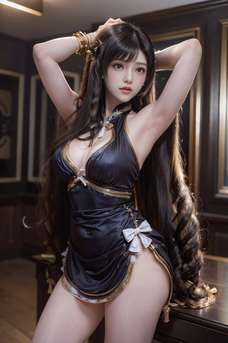A beauty, (Race:Chinese),((night, moonlight, By the coffee shop's floor-to-ceiling windows)), (8K Ultra HD, 8K, Ultra-high resolution, best quality, masterpiece, Surrealism, Digital SLR Camera, Soft Light, Bokeh, Masterpieces), ((((Beautiful model-like face))), ((Creating the image of a real girl)), warm light, Realistic shadows, Dynamic poses, Elegant Posture, Cowboy lens, Full body front view, Be confident, Body facing the camera, Standing facing the camera, Open your legs slightly, Golden Ratio Graphics, Minimalism), (Happy smile, Big watery eyes, Cherry Blossom, Balanced Eyes, Perfect beautiful face, Normal facial features, Realistic skin, Attention to skin details, Skin is clean and radiant, Anatomically correct body, Hourglass figure, cosmetic, Gloves, earrings, bracelet, necklace, Jewelry, veil, Hair accessories, Headdress, shawl), ((beautiful hair), Dark brown hair, Big wavy curly hairstyle, Waist-length hair, Messy Hairstyle, Gradient hairstyles, Cyberpunk hairstyle), ((Transparent clothes:1.5), (Color of clothes: Two colors), Transparent Clothes, See-through clothes, Tulle clothes, Mesh clothes, Transparent sci-fi Hanfu, Shiny micro bikini bra, (Clothes that accentuate your bust shape)), (Sexy的, Perfect breast shape, Teardrop chest shape, Snow-white breasts, very detailed breasts, 36C cups), (Tempting, Super high waist, Deep V, Low-cut, Sexy, Flattering, Open crotch, (Camel toe, High fork strangulation)), (sock, Knee socks, 吊garter, Leg ring, garter, 腿部garter), (style:Sexy,Mature), (Wet body:1.0) , (Wet clothes:1.0), (clothes pattern: line)