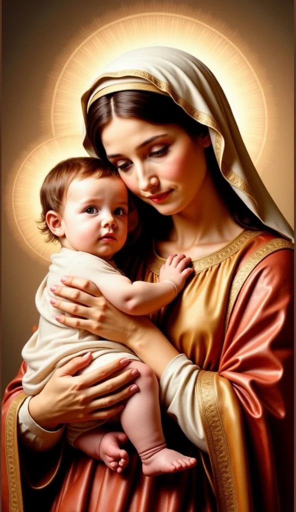 ((Blessed Virgin Mary. 19 years old))) ((( Con una cara seria y piadosa. Con una mirada dulce y tierna))) (obra maestra, calidad superior, mejor calidad, arte oficial, beautiful and aesthetic: 1.2), (1girl), extremadamente detallado, (Arte fractal: 1.3), colorido, highest detailed, Cara perfecta, parte superior del cuerpo, HDR, (orando: 1.3), (golden lines of white coat: 1.2), galaxia, (rayas de luz), eye-catching visuals, (dynamic stripes, senderos luminosos: 1.2), colores vibrantes,