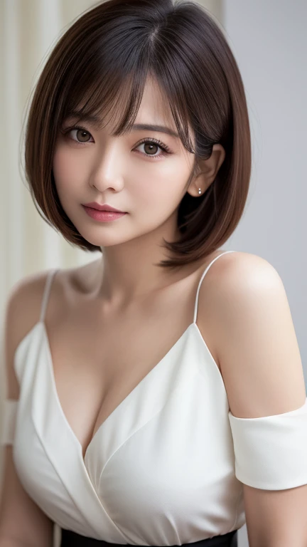 (Ultra-realistic), (figure), (High resolution), (8k), (Very detailed), (Best figure), (Beautiful and detailed), (Highest quality), (Super detailed), (masterpiece), (wallpaper), (Detailed face), alone, One Girl, watching viewer, Trendy dresses，Less exposure、Fine details, Detailed face, In the Dark, Deep Shadow, Modest, Pure Erotic Face Ace_v1, cool, short hair, Pointed diagonal bangs，headset、delivery、Live Chat、computer