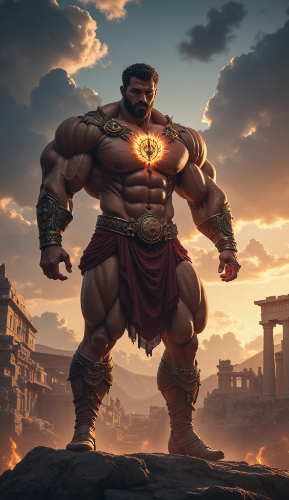An alpha male black dragon, sexy body, slim and well defined body, piercing red eyes, elegant black horns on top of its head, ((golden bracelets on the wrists of their clawed hands and clawed feet, Stylish orange loincloth with a red and blue jewel in the middle)),(bottom:Half a day on an erupting volcano,very hot, good detailed lighting, alone facing forward standing the alpha male black dragon, face of being the alpha male),(((bathed in sweat all over his well-defined and slim body))),(((no objects or accessories on his pectorals and six pack))),(((sweaty all over his arms and all over his well defined body))),(((Don't cover your pecs and six pack)))Let your entire body come out well defined and slim from the front for the viewer to see.
