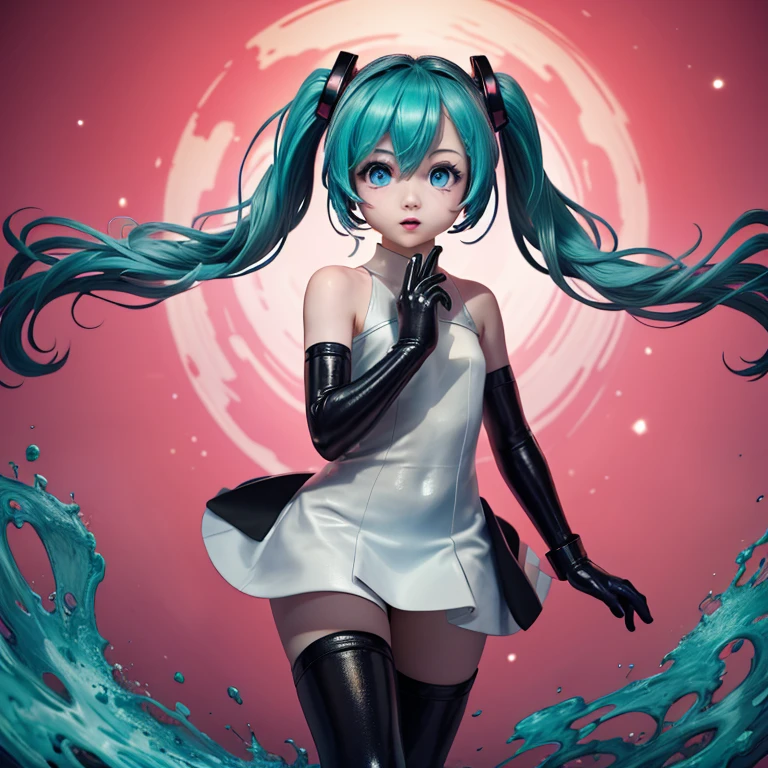 Erotic   "Black Bunny girl costume" Hatsune Miku". drenched her body of semen . covered her suits by semen. Bukkake. she is drinking cum
