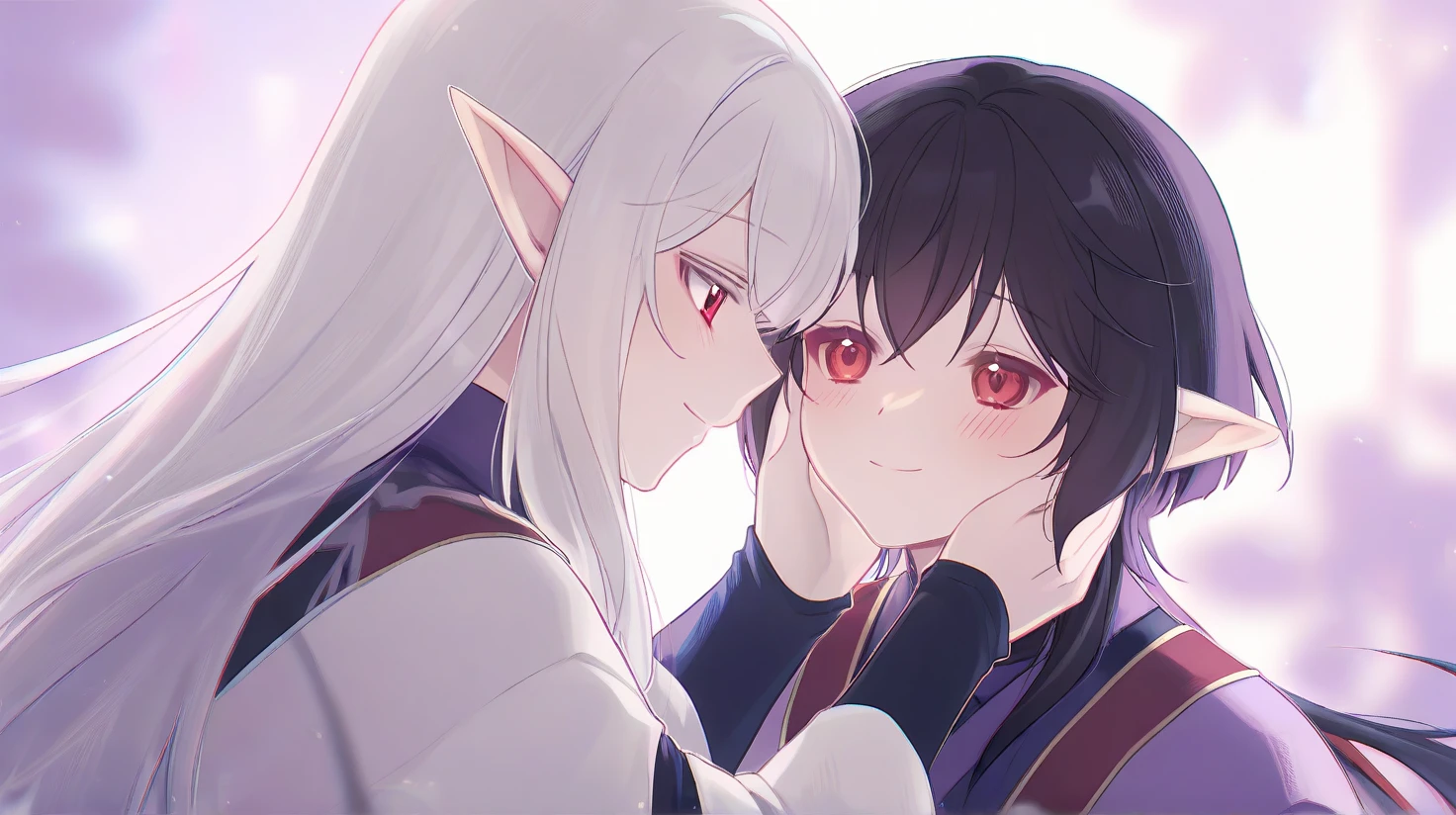 masterpiece, best quality, ultra-detailed, glowing light, (detailed background, complex background:1.2), (perfect face, detailed face), full-face blush, parted lips, <lora:frieren:1>, frieren, 1girl, long hair, pointy ears, twintails, jewelry, elf, earrings, capelet, white capelet, long sleeves, parted bangs, dress,belt,
<lyco:muririn1-000004:0.4> muririn style,
((IncrsChokeMeme)),, angry, <lora:SasukeChokeEditsMeme:1>