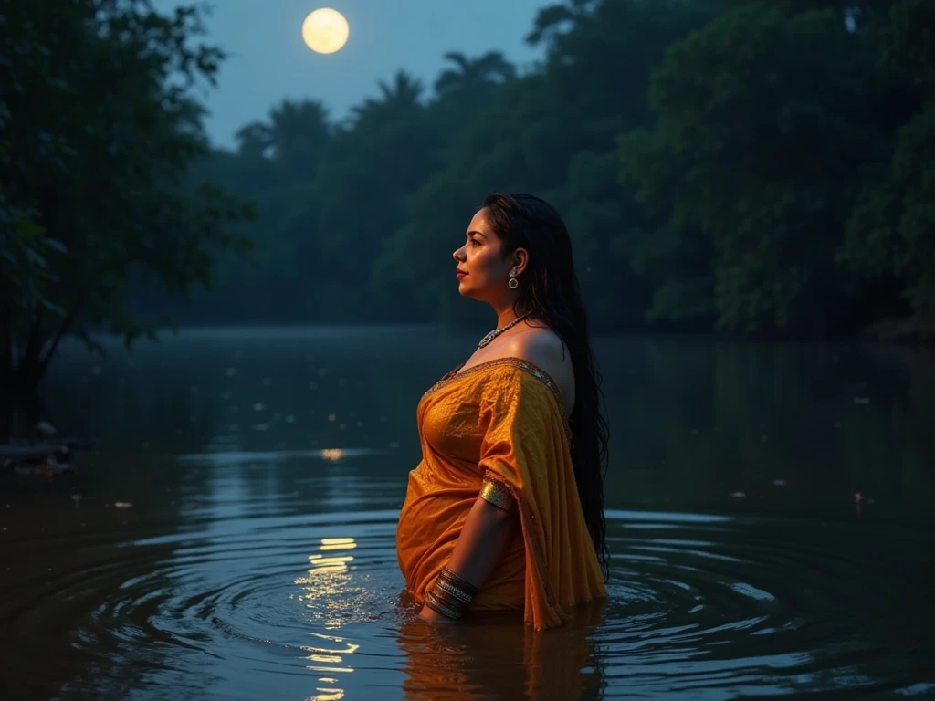 6:57 
1Naked woman ,hairy vagina walking on top of the sea touching the moon,tan skin wearing red socks,taking full moon light bath! Black pubic hair, golden fishes jumping out of the water