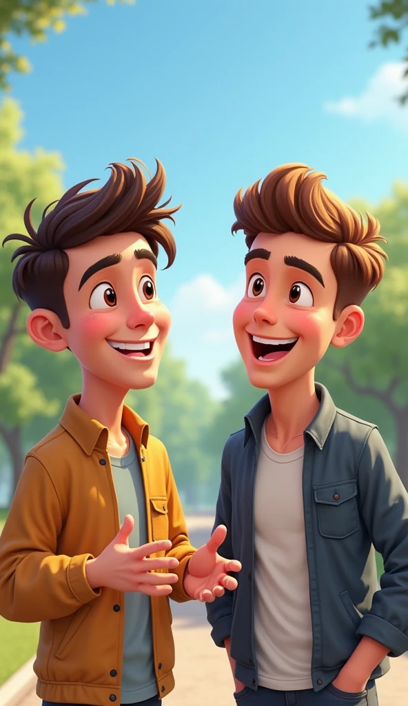 Healthy male can talk a thin friend boy Cartoon photo