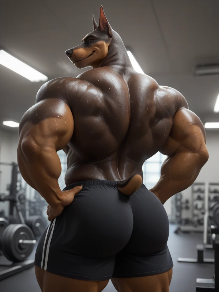 (best quality, 4k, 8k, high resolution, masterpiece:1.39), ultra detallado, (photorealistic rendering, focus on clothes:1.4), portrait, profesional, vivid colors, (warm color tone:0.9), (a big horse, solo, afroamerican, Ebony, thug, dark skin, full view:1.3), (inside a changing room, removing clothes, after practice, looking tired, standing, side view:1.25), face with strong and defined features, (big muscles, buff, beefy, sweaty, body hair:1.41), focus on back muscles, wide body, full body portrait, whole body visible, (hyper genitalia, visible equine penis, medial ring, mottled penis, flaccid, equine genitalia:1.24), cresty neck, oversized trapezius, (oversized hooves, powerful hooves, thick hindshanks, big horse legs:1.05), white shirt, wet shirt, taking off shirt
