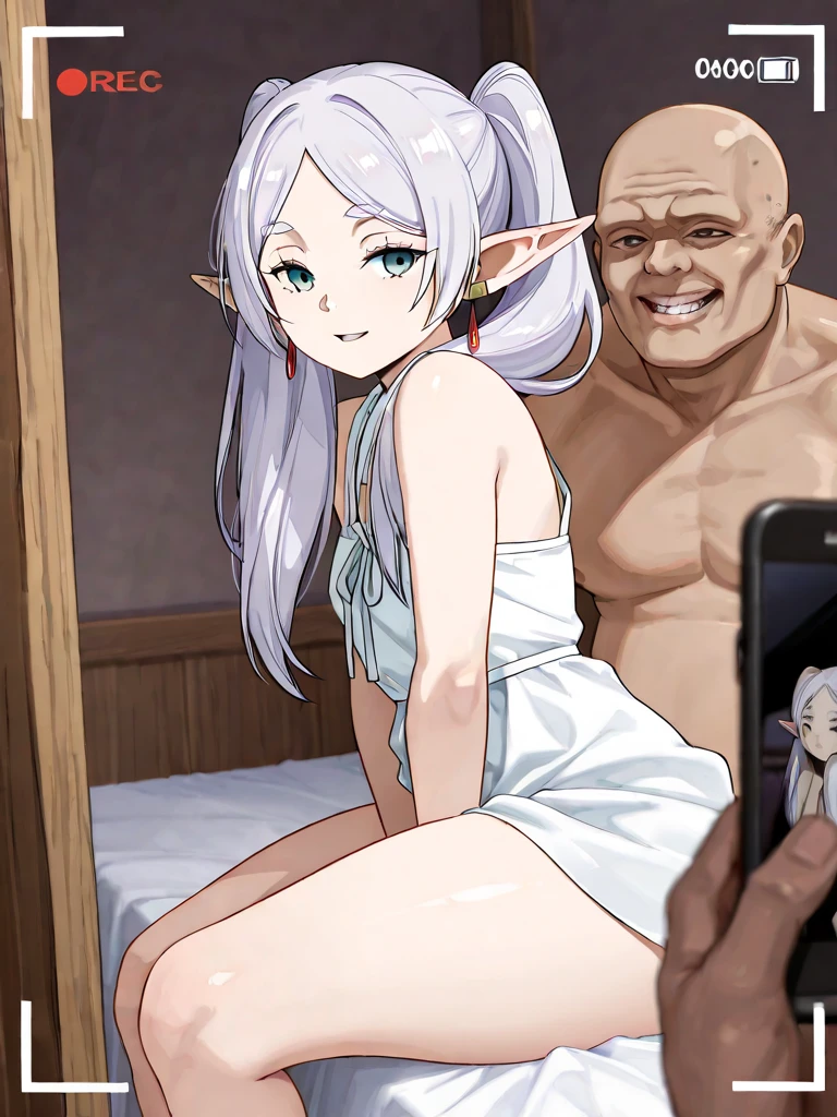 masterpiece,cbest quality, official art, extremely detailed CG unity 8k wallpaper, ((top quality, 8k, masterpiece: 1.3, ultra hd, high quality, best quality, high definition, realism)), sharp focus: 1.5, pornographic exposure, (Very detailed CG unity 8K wallpaper), Dark Cinematic Lighting, Glossy skin, shinny skin, Beautiful girl with slim and skinny body, slim and Skinny body, white hair, slim waist, small breast, flat chest, nipples, Areola nipples, Shining green eyes, Seductive, Elf ears, bedroom settings, The whole body wet Sweat, (((girl having sex))), big cock penetrated her vagina, Doggystyle from side view, Perfect mouth, Perfect face, Perfect eyes, Perfect nose, Embarrassed eyes, Perfect eyes, Beautiful eyes, NSFW, small Breasts, flat chest.