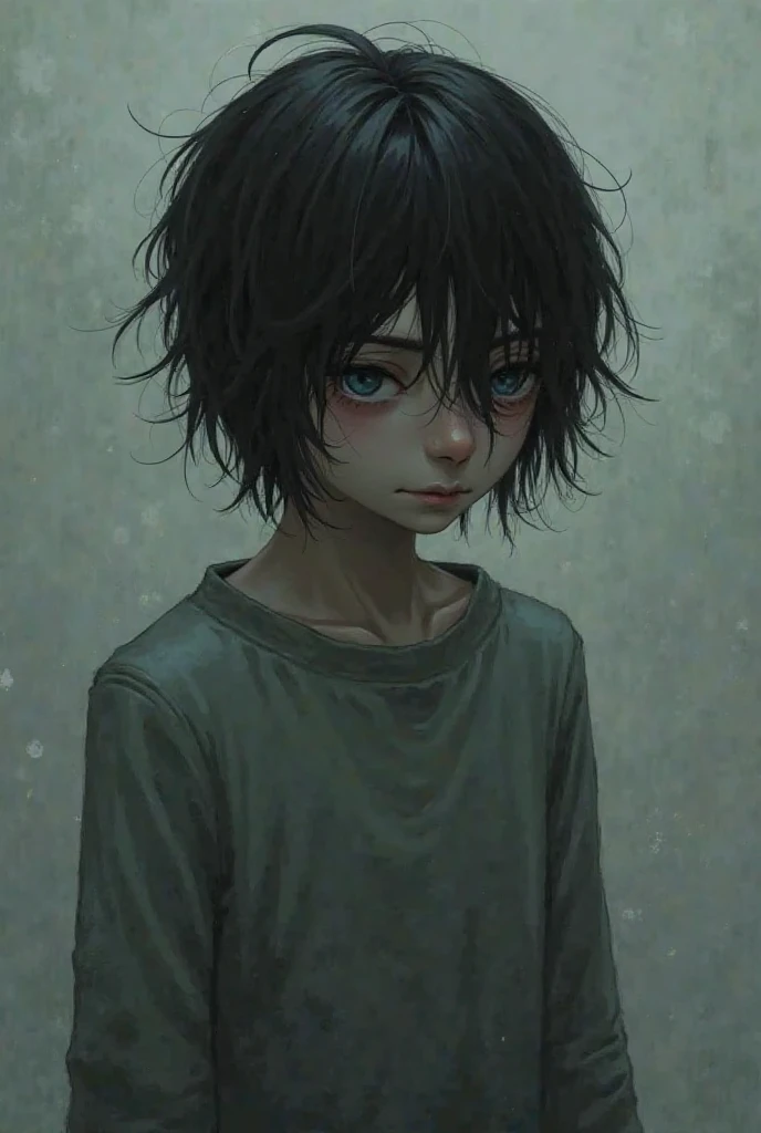 Black and grey childrens horror, creepy drawing about ptsd and deppression