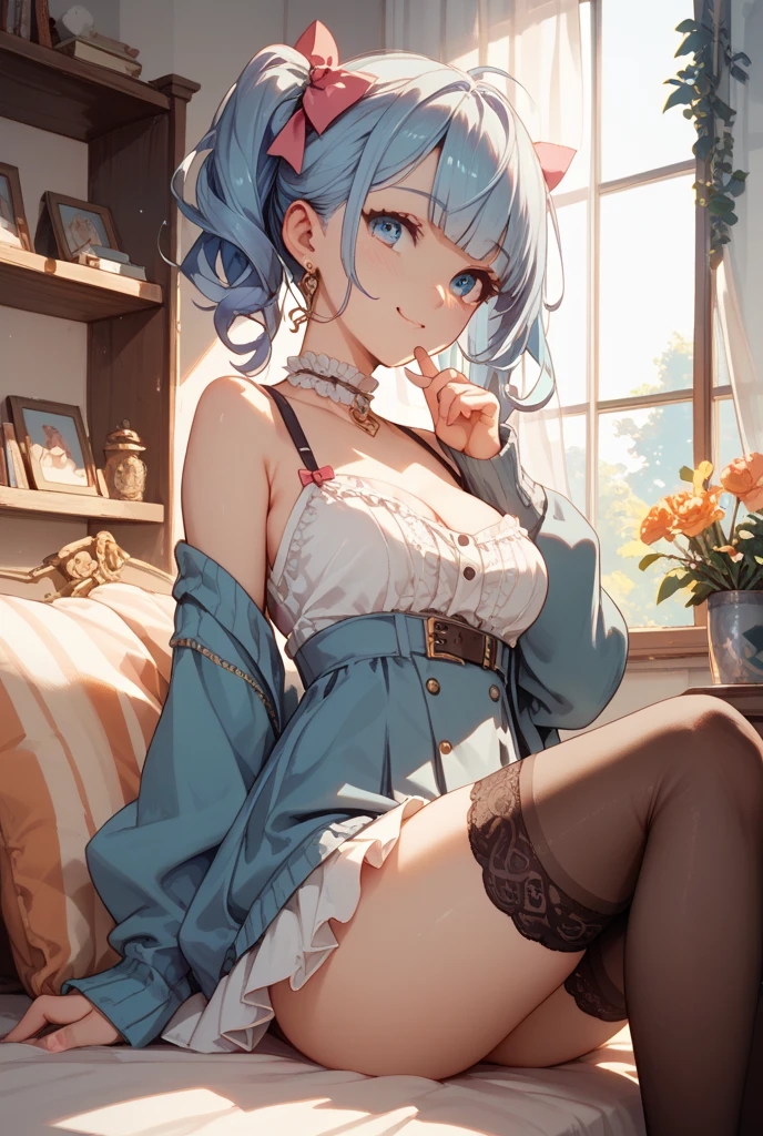 Full body 2:3 making cute faces, goth , Anime girl with delicate charm expresses cuteness. She has deep blue eyes and colored hair. Her appearance radiated charm and grace. Her big eyes show happiness Close your eyes. Flawless porcelain skin This image is a digital painting. Featuring intricate details from her colorful hair to her clothes. This stunning visualization captures the essence of pure beauty. It reminds you of the elegance and clarity you desire