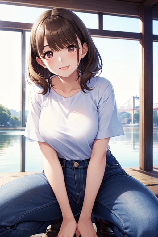 anegasaki nene、Shiny brown hair, short hair, 、Highly detailed face, 

8k, highest quality, （((Close ~ eyes:1.5))）、Red face，High resolution, Realistic, Real person、Downtown at night、I got drunk and fell asleep on the bench...、Drunk, Her legs are wide open、((Lace underwear is visible.、Denim mini skirt))、Beautiful feet、Black Loafers，A bottle of sake in hand