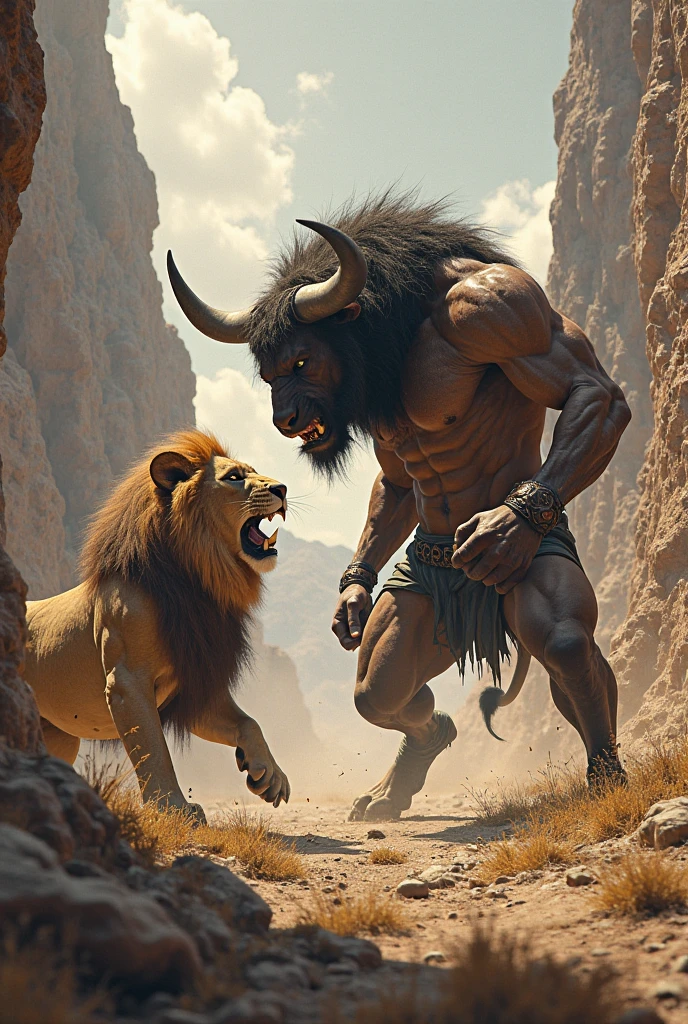 A giant buff lion-goat monster demon