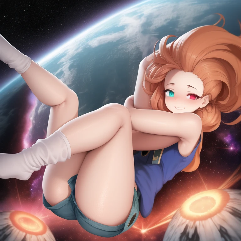 (highest quality）、（masterpiece：1.2）、（colorful：0.9）、（color scattering）、（watercolor painting)、sharp focuodel shot, High resolution, ) ((highest quality)), (Super detailed), (beautiful), alone, beautiful face、(Detailed cute redhead woman sitting on a fluffy cloud, nude, in the night sky with twinkling stars and a beautiful glowing moon, listening to music with headphones on and happily closing her eyes:1.3)、(Colorful long shiny messy hair:1.2),colorful eyes,dramatic、pastel colour