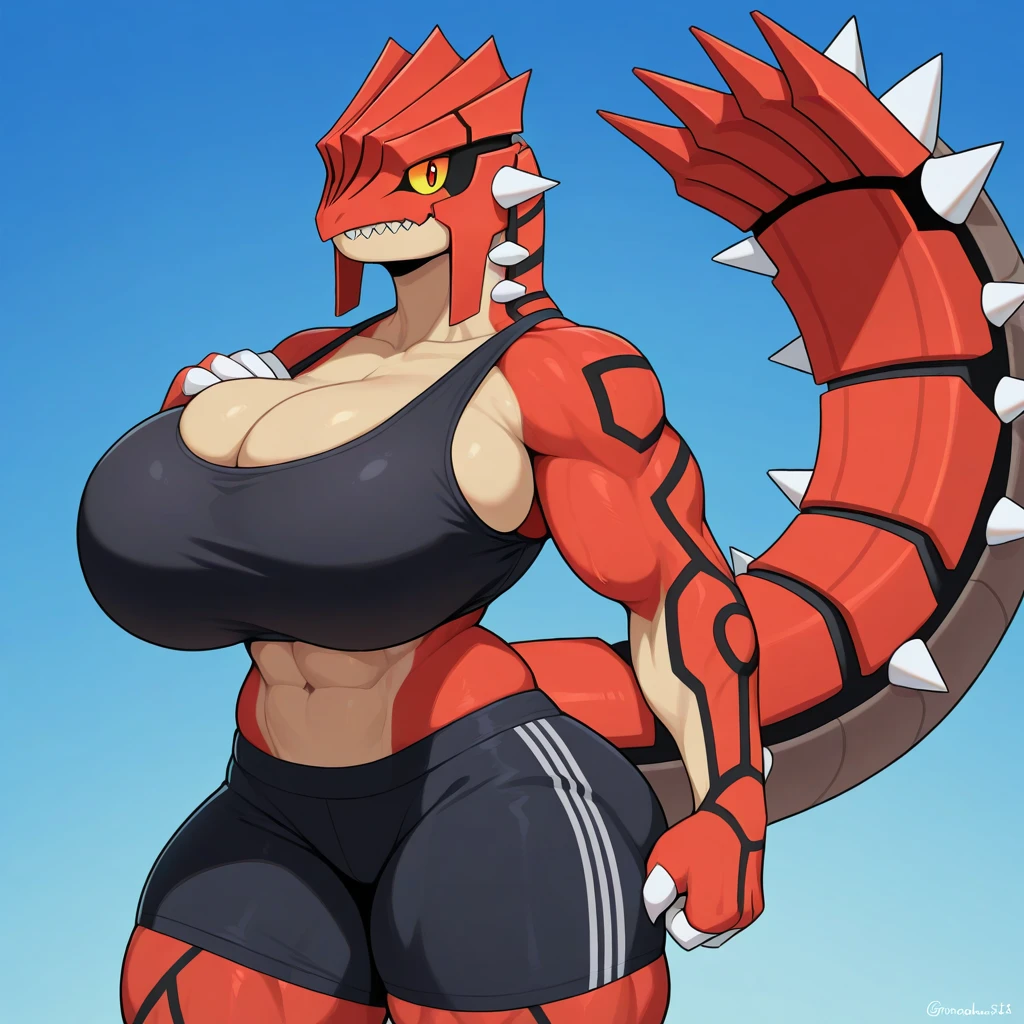 score_9, score_8_up, score_7_up, score_6_up, score_5_up, score_4_up, anthro, female charizard, big breasts, muscular, abs, black sling bikini, bellybutton piercing