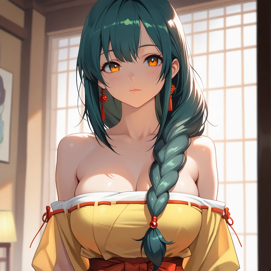 (masterpiece, best quality), 1girl, Minty Blue-Green Caesar Cut with Fade, medium breasts, <lora:IndonesianClothes:0.8> indonesian clothes,