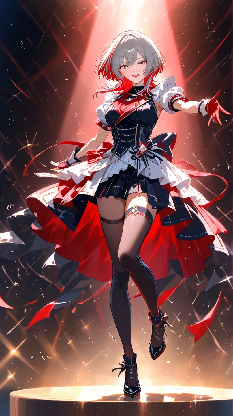 Best quality, super high resolution, (realism: 1.4), red slime, red stockings, loli