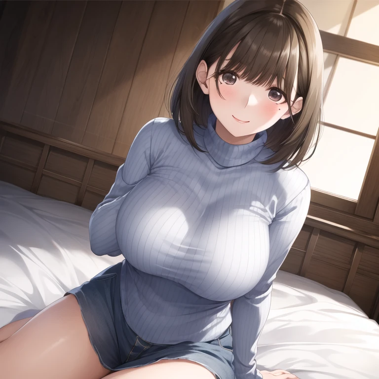 Highest quality、In 8K、masterpiece、Hmph、Ultra-high resolution、RAW Photos、(Realistic:1.3)、Natural soft light、(Written boundary depth)、thin、(whole body:1.2)、Detailed face and eyes、Realistic、Sharp pupils、Inside the warehouse、(Dynamic action poses)、Young Face、Beautiful 17 year old girl、Glowing Skin、(Shortcuts:1.5、amount:1.5)、Beautiful brown hair、Red Eye、(blush:0.7)、((Embarrassed face:1.2,blush:1.8))、Sweat、(Completely naked:1.8)、(Thighs Thighs Thighs Thighs:0.8)、(Huge breasts:1.7)、((Top View:1.4)))、(Erect nipples:1.4)、(Small Nose、Small Nose)、((vagina、Sex:1.5、Competent people))、Attractive waist、(Overflowing sexual fluid:1.5)、((bed、bedに横たわる:1.5、Sleep on your back:1.4、lie:1.2))、(((whole body:1.8)))、I want to see up to my knees:1.5