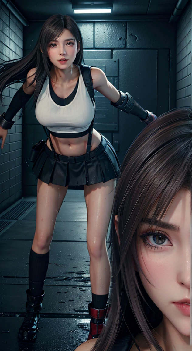 a close up of a person holding a rifle and wearing a santa hat, quiet from metal gear solid, wielding assault rifle, glamorous Claire Redfield, female lead character, soldier outfit, in game capture 3d render, in game render, sfm render, video game render, video game character, with rifle, holding rifle, cinematic —ar 9:16