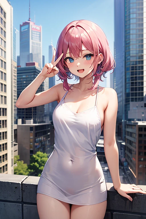 top-quality、Full limbs、Complete fingers、Slender beauty、A pink-haired、angelicales、bob-cut、hime-cut、Sailorsk swimsuit、skirt by the、Small eyes、fluffly、Flying in the sky、mid-air