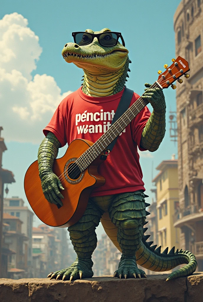 A big neon sign that reads "Raul Angel Morquecho" and under the sign a little ???, blond hair, thin face, thin frame, playing with dinosaurs figures and raiding a big t-rex