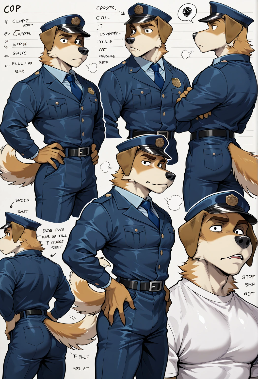Siberian Husky dog, police, blue eyes , en una estación de police, blushing