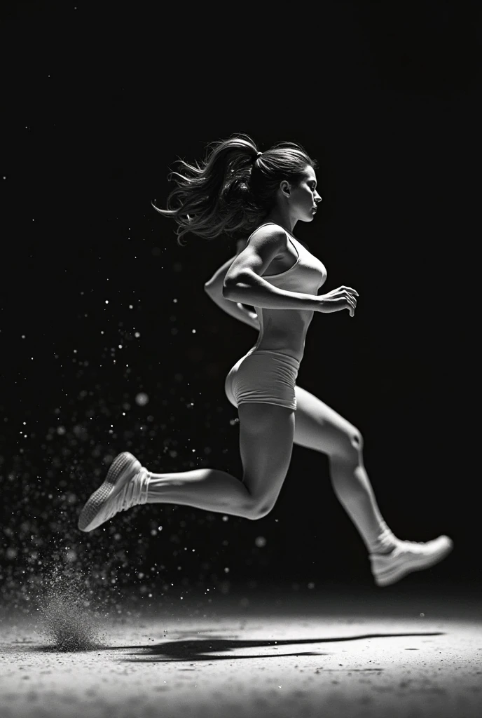 a dynamic sports photography scene, professional athlete performing a mid-air jump, dynamic motion blur, dramatic lighting, striking silhouette, vibrant colors, high contrast, ultrawide angle lens, cinematic composition, action-packed, energetic, 4k, high resolution, photorealistic, beautiful detailed face, muscular athletic body