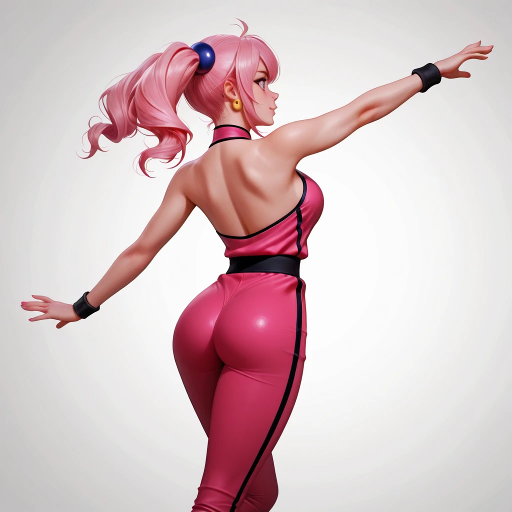 1980s Aerobics Style、High leg leotard、Colored tights、Vivid Color、sneakers、Detailed picture、girl、25-year-old woman、Dynamic and lively pose、Crotch line、Erect nipples