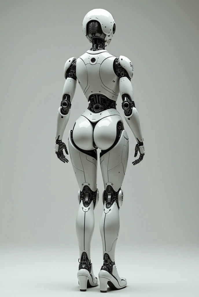 Female robot with very big ass, huge ass, massive ass, massive ass, she is bending over