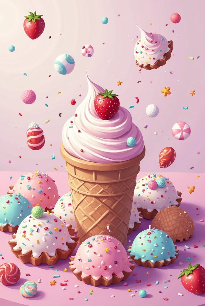 Logo for a strawberry and cream with toppings business, chocolate, cookies, rubber bands, cereals
something more eye-catching