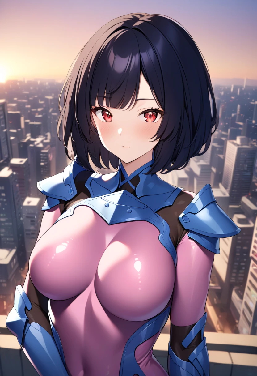 , 1girl , pov, 1boy, , , penis between the breasts, breasts squeeze together, comedy, secret, , , pubic hair , , , dark shading , overgrown plants, abandoned city, Post apocalyptic, dark skin, headband, with her cute pet robot assistant, areola slip, sweat, naughty face, sweat lubricated breasts